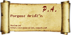 Porgesz Arián névjegykártya